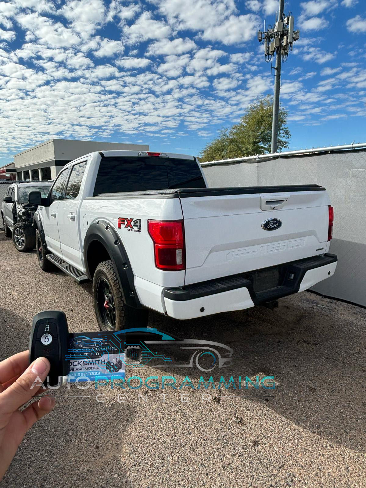 High-resolution image showcasing the modern design and advanced features of a Ford truck key fob for seamless vehicle access and control.
